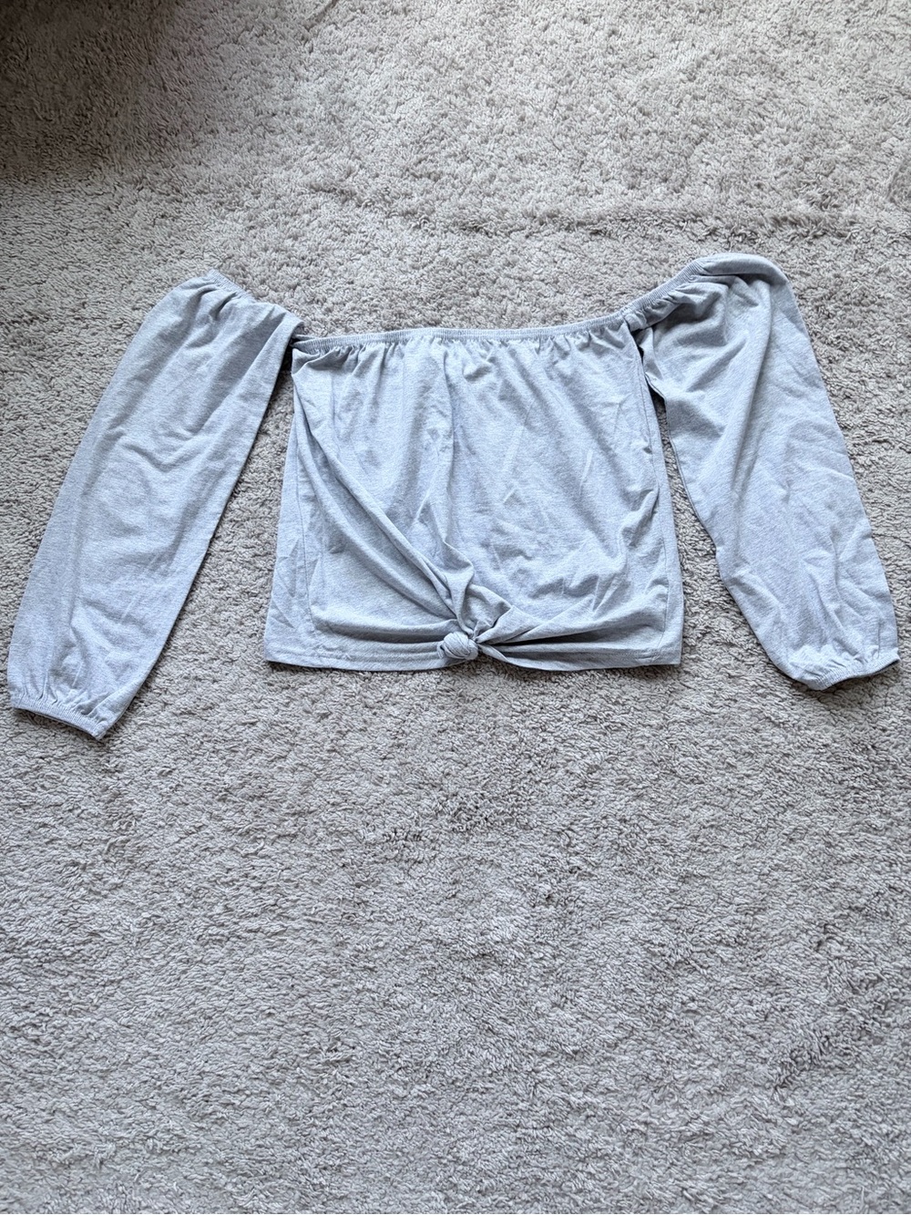 Tie Front Elastic Cuff Crop Top